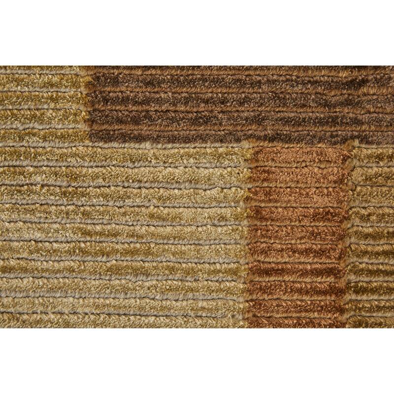 Keystone Hand Knot Color Block Rug, Brown/Rust, Area Rug