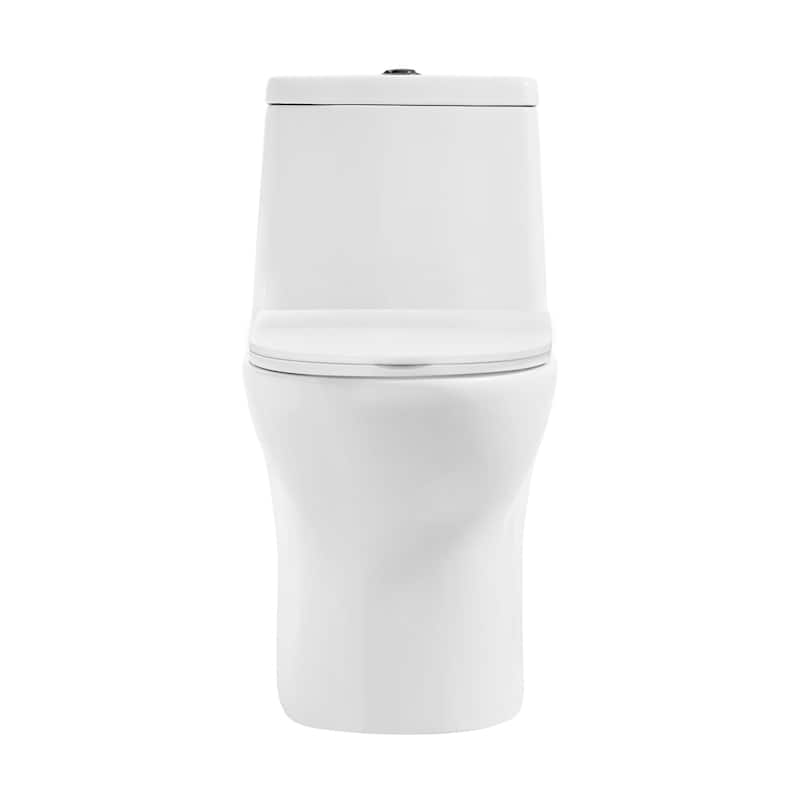 Dieppe One Piece Toilet Dual Vortex Flush, Black Hardware 1.1/1.6 Gpf - 27.45" x 13.85" 27.85" - 27.45" x 13.85" 27.85" - White