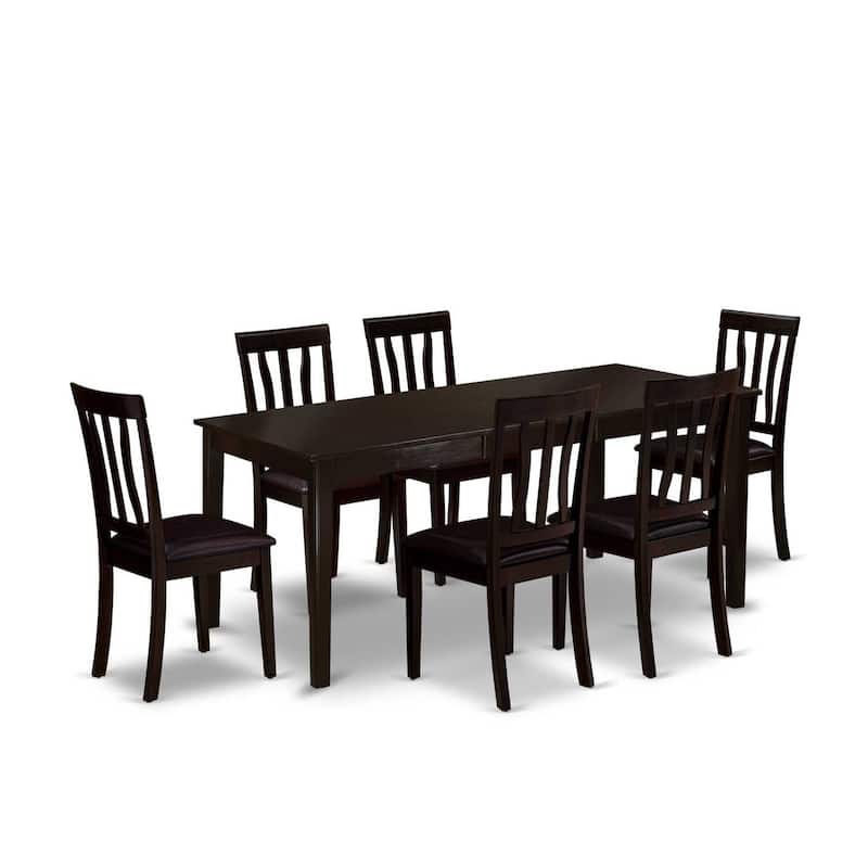 Modern Dining Set - Table with Leaf & 6 Chairs - Kitchen Dining Room Furniture