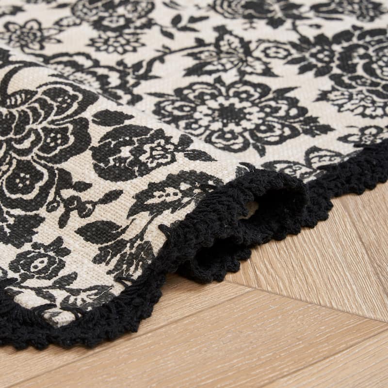Laura Ashley Cotton Slub Crochet Border Rugs