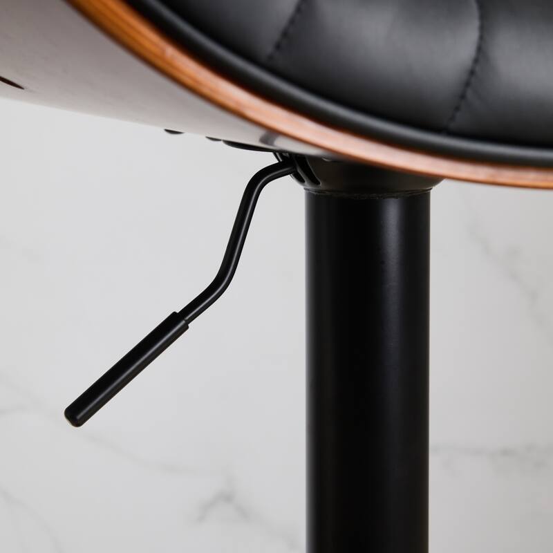 Swivel Bar Stools, PU Leather Upholstered Bar Chair with Back, Adjustable Bentwood Dining Room Chair with Footrest