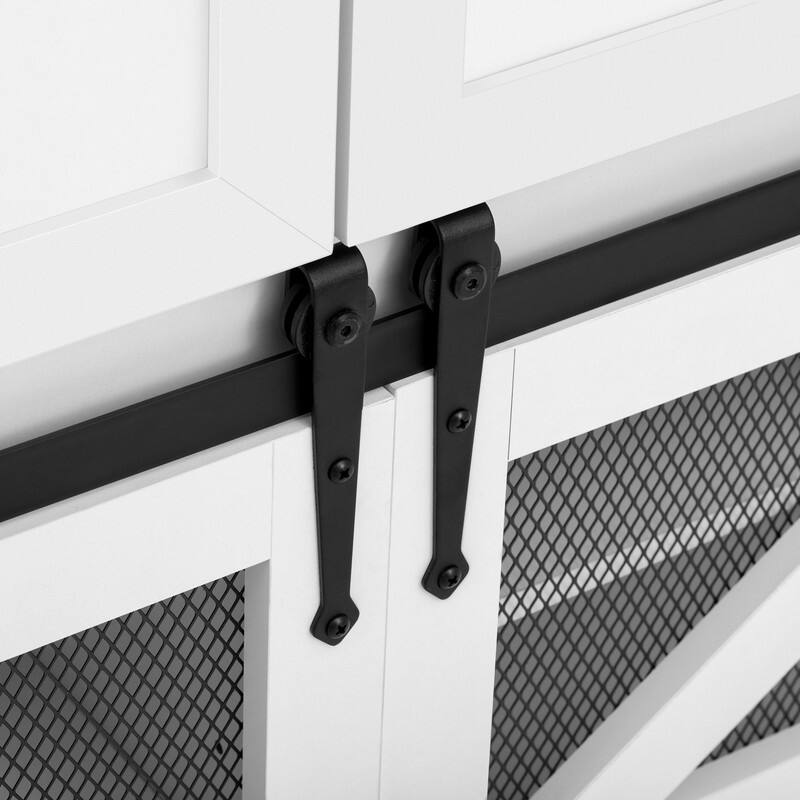 Farmhouse 55" Sideboard with 2 Sliding Barn Doors and 3 Drawers for Stylish Home Storage Solution