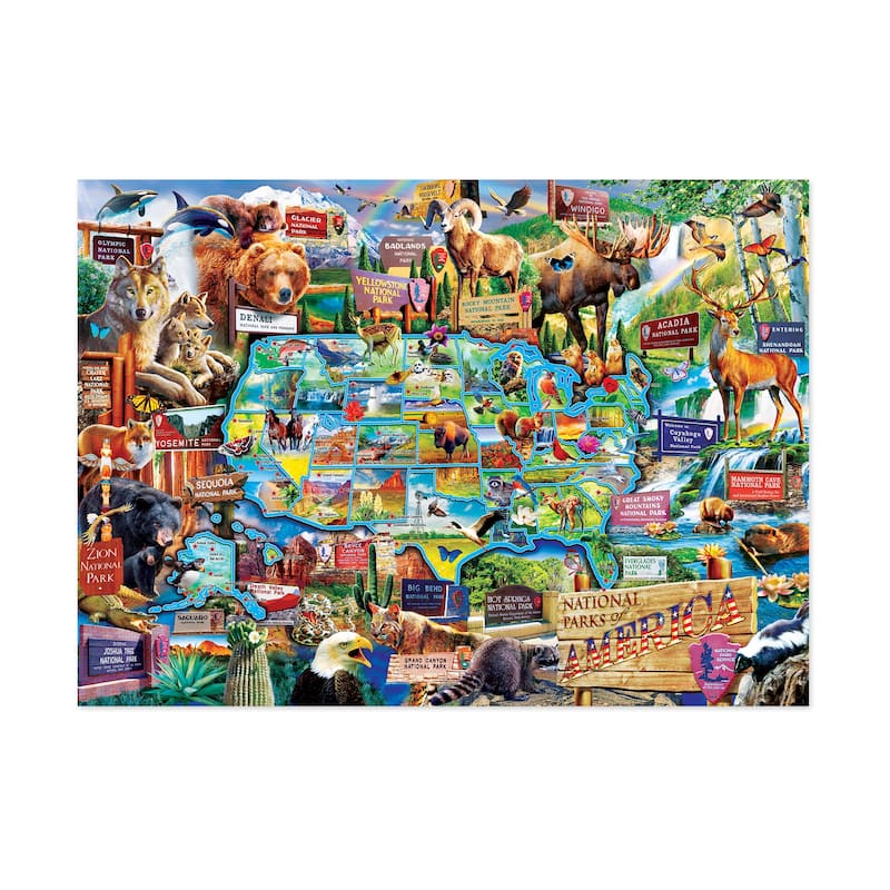 National Parks of America - Map Puzzle - 1000 Pcs - N/A
