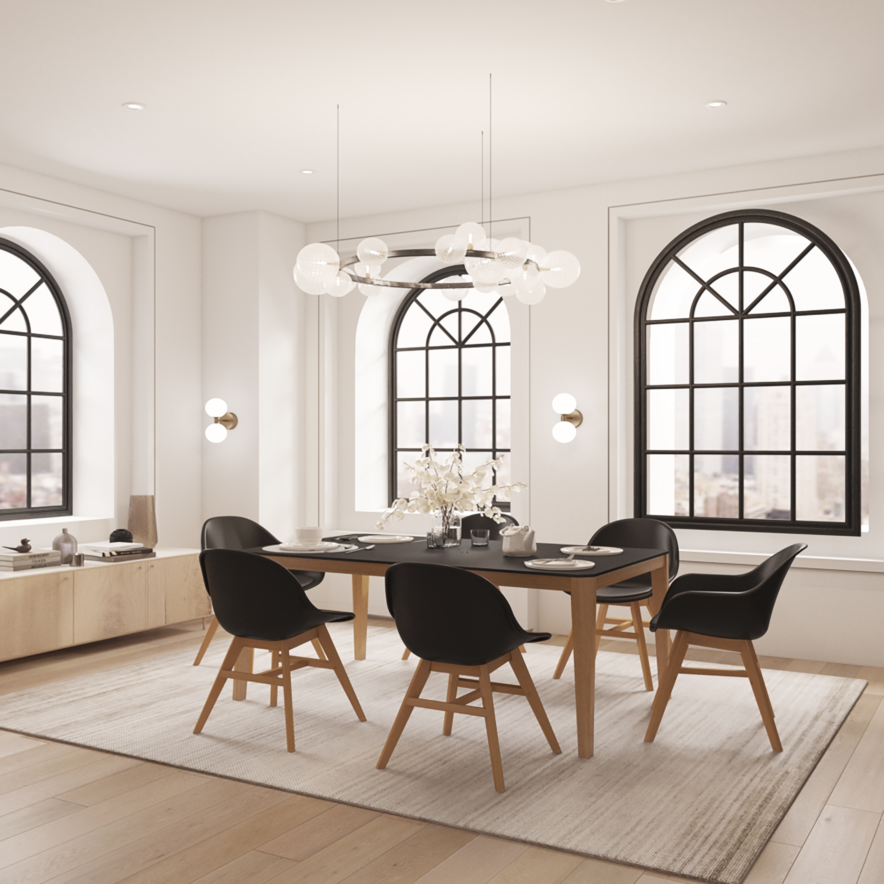 Midtown Concept Indoor Poh Dining Set - Black chairs with Cushions