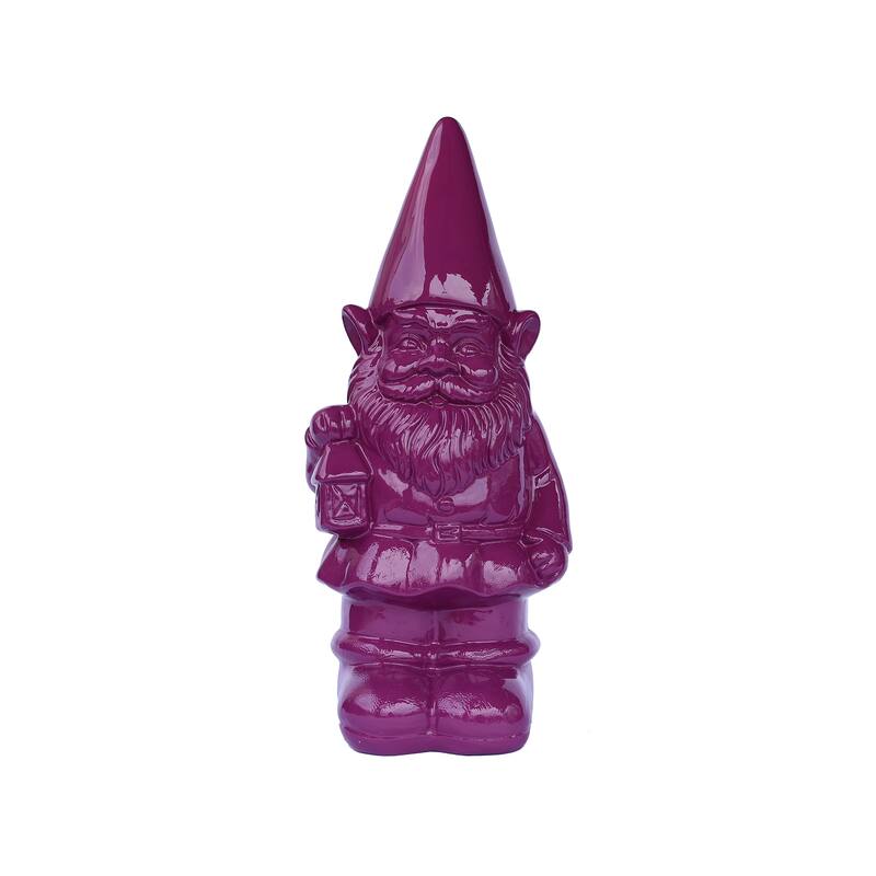 Gnome with Lantern Outdoor Garden Statue - 14.25" - Purple