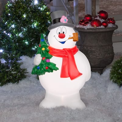 Lighted Blow Mold Outdoor Decor-Frosty w/Tree-24"-WB