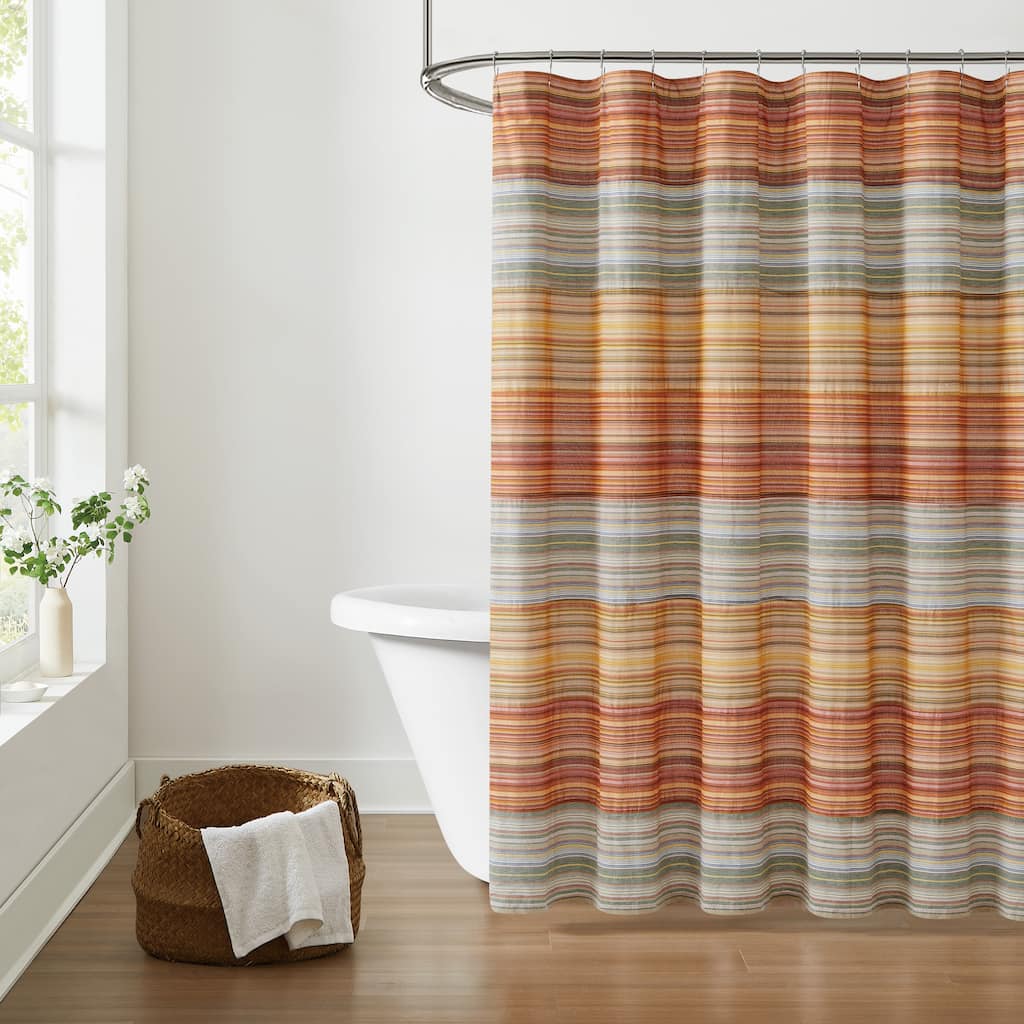 Brooklyn Loom Sunset Stripe Yarn Dye Shower Curtain