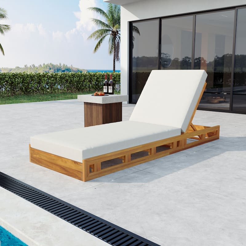 Christopher Knight Home- Harper Outdoor Acacia Wood Chaise Lounge（No Cushion） - Teak
