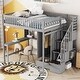 preview thumbnail 4 of 16, Playhouse Inspired Full size Loft Bed with Bookshelf, Drawers, Desk and Wardrobe, Sturdy Construction & Unique Design, Grey