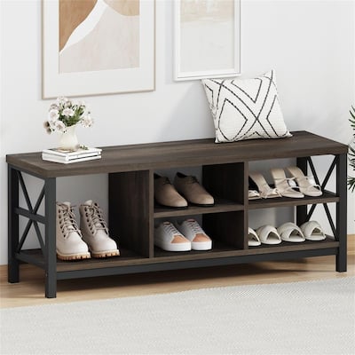 Shoe Bench Entryway with Storage - 14.17"D x 47.24"W x 18.11"H