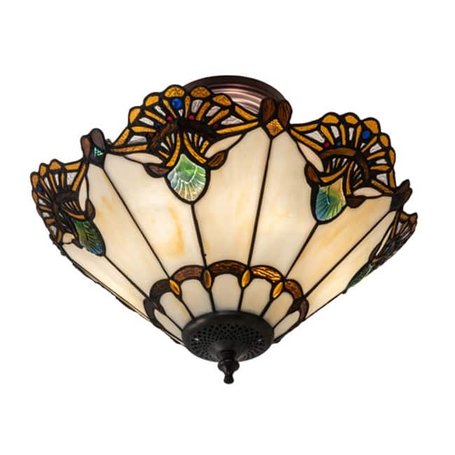 Meyda Tiffany 218495 Shell and Jewels 3 Light 16" Wide Semi-Flush