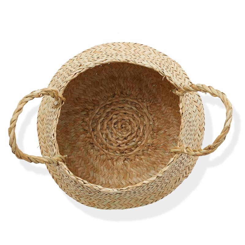 Seagrass Belly Basket Planters Woven Storage Bin Plant Pot Covers