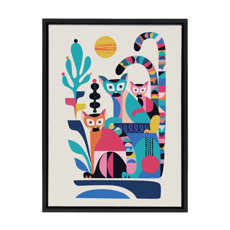 Kate and Laurel Sylvie Lemur Canvas by Rachel Lee of My Dream Wall - 18x24 - Plastic - Black