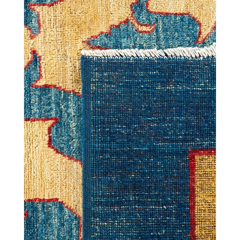 Overton Hand Knotted Wool Vintage Inspired Modern Contemporary Eclectic Blue Area Rug - 10' 3" x 12' 7"