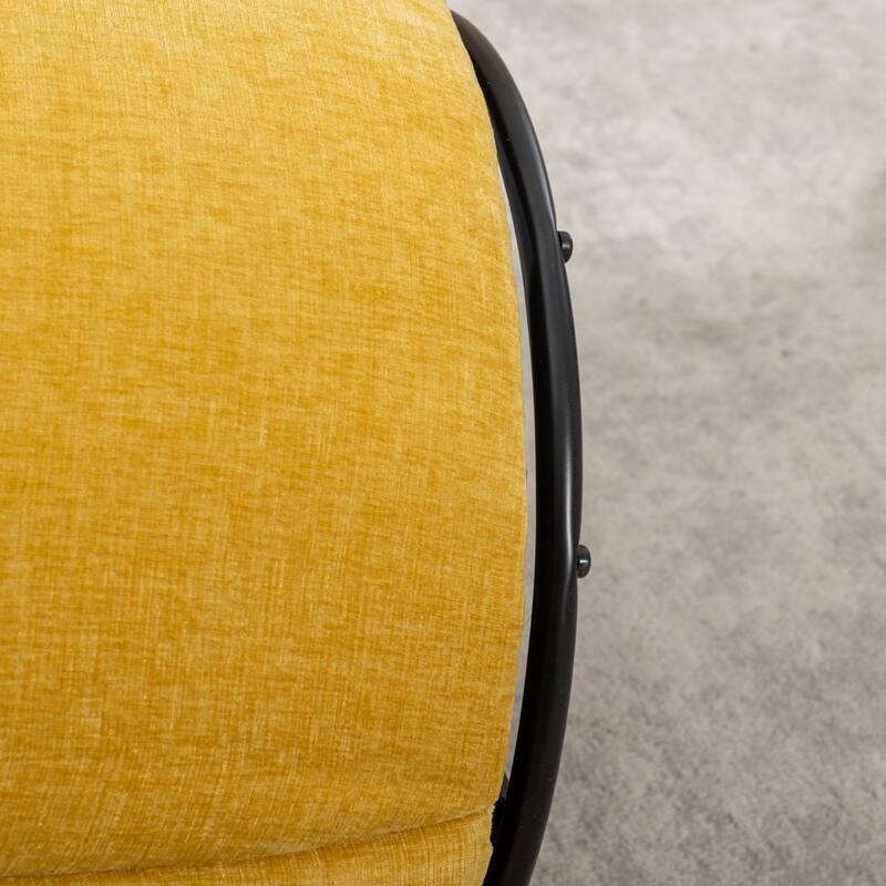 Chenille Fabric Swivel Accent Barrel Armchair with Coating Metal Ring