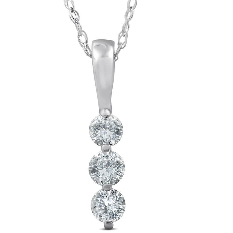 Bliss Diamond 1/4ct 3 Stone Round Three Diamond Pendant White Gold