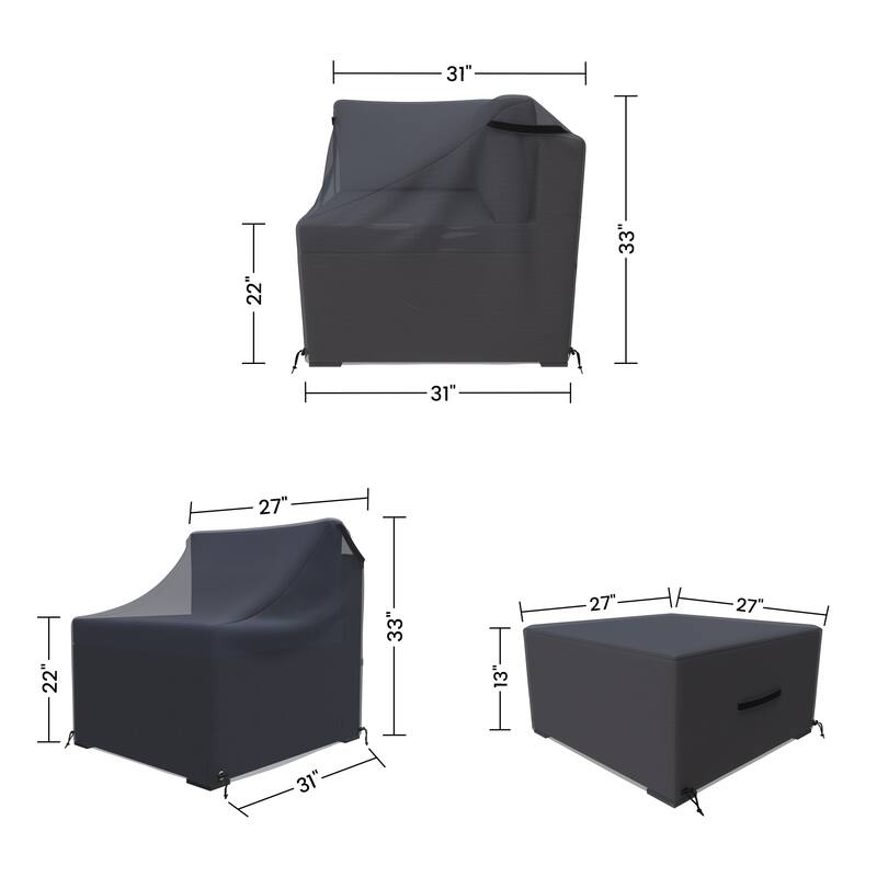 Forever Patio Waterproof Sectional Seating Group Furniture Cover Set ( Set of 7 ) - 33 x 29 x 29