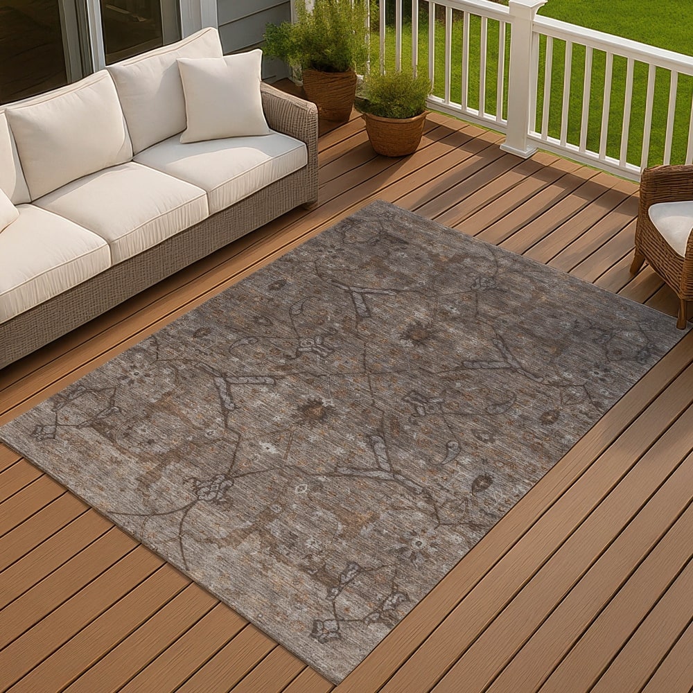 Machine Washable Indoor/ Outdoor Boho Global Chantille Rug