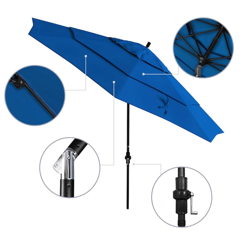North Bend 11-foot Crank Open Auto-tilt Black Umbrella by Havenside Home