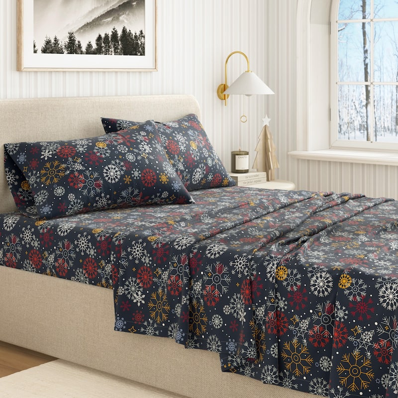 Linery & Co. Ultra-Soft Turkish Cotton Flannel Holiday Print Sheet Set
