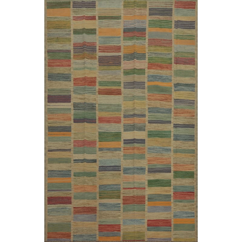Hand Woven Southwestern Wool Multi-Colored Geometric Area Rug - 8' 10'' X 5' 11''