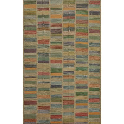 Hand Woven Southwestern Wool Multi-Colored Geometric Area Rug - 8' 10'' X 5' 11''