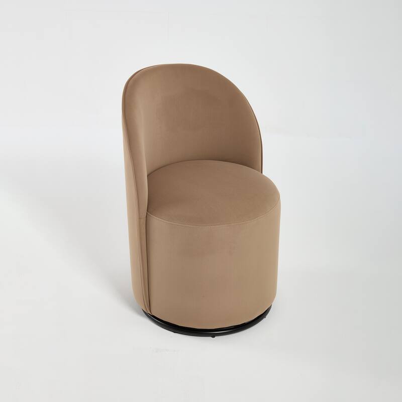 Upholstered Kitchen & Dining Room Barrel Chair, 360 Degree Swivel Comfy Armless Accent Makeup Vanity Side Chair