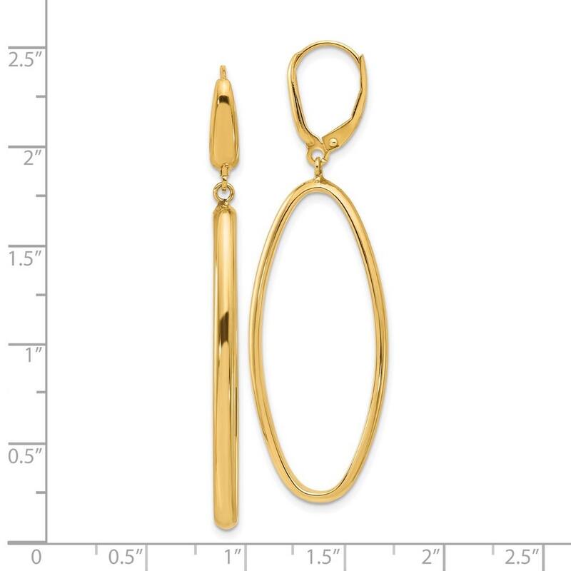 Curata 14k Yellow Gold Polished Oval Guardian Angel Leverback Earrings - 59.25x17.56mm