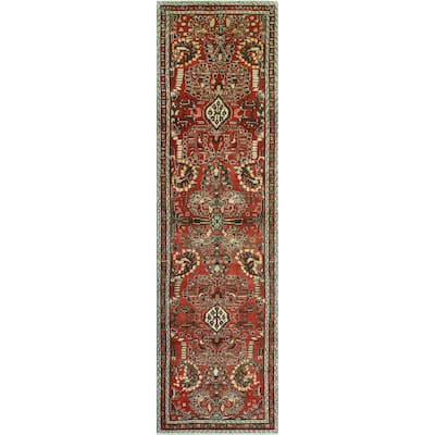 Vintage Distressed Emin Red/Charcoal Runner - 3'8" x 14'6"