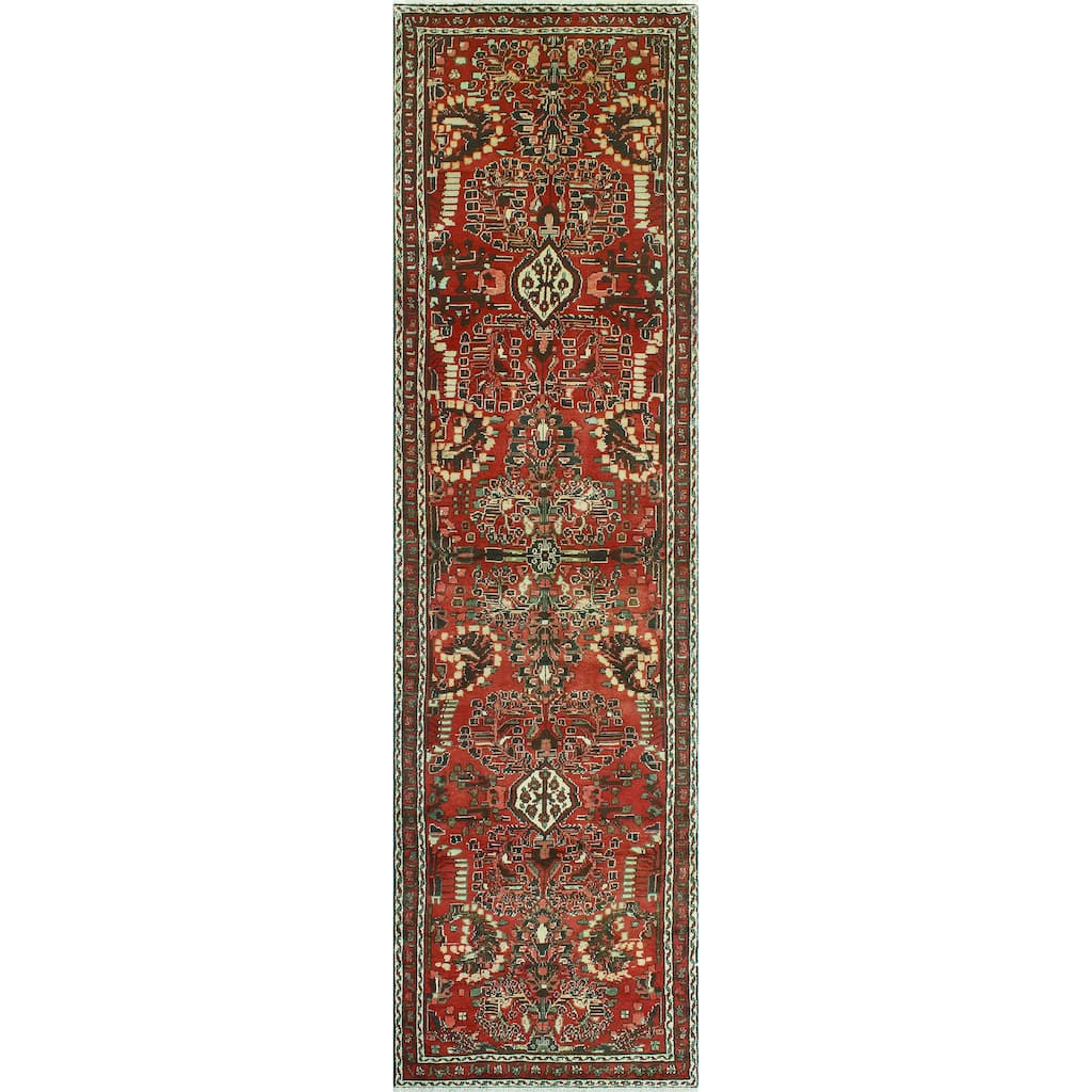 Vintage Distressed Emin Red/Charcoal Runner - 3'8" x 14'6"