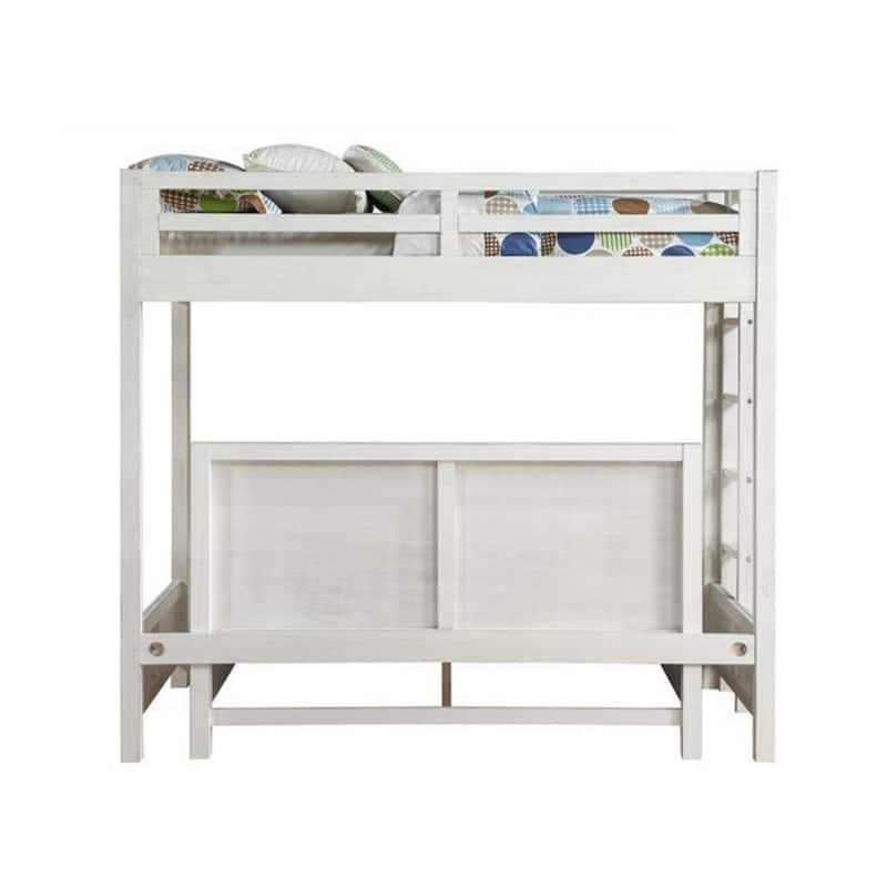 Twin Loft Bed in Weathered White Finish