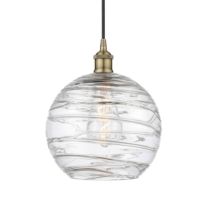 Innovations Lighting 616-1P-13-10 Athens Pendant Athens 10" Wide - Antique Brass / Clear Deco Swirl