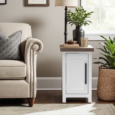 Bridgevine Home Modern Farmhouse 14 inch Chairside Table, No Assembly Required, Two-Tone Finish