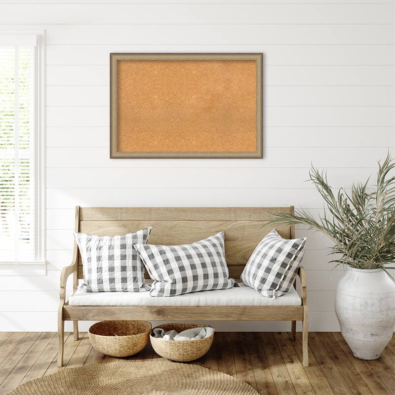 Elegant Brushed Narrow Framed Natural Corkboard Bulletin Board
