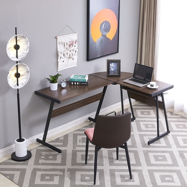 Ivinta Reversible Black Gaming Desk Corner Desk Modern L-Shaped Desk Computer Desk for Home Office Small Space,with Keyboard Tray and CPU Stand,44x58 inch
