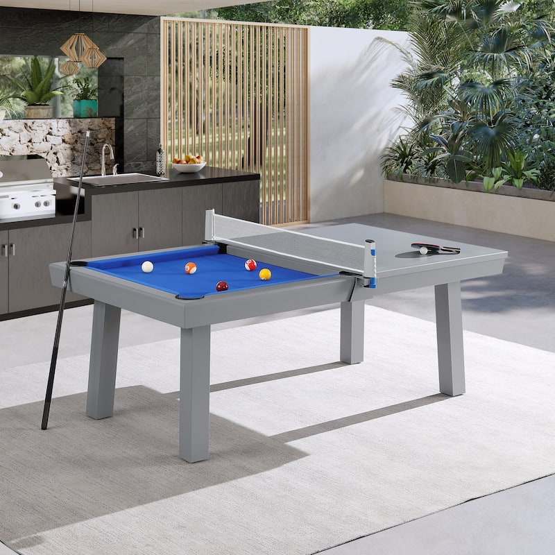 Laguna Indoor/Outdoor 8ft Slate Pool Table with Dining Top & Accessories Cement Finish