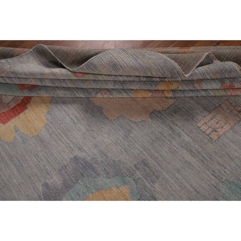 Vegetable Dye Oushak Turkish Large Area Rug Handmade Wool Carpet - 12'5"x 14'9"