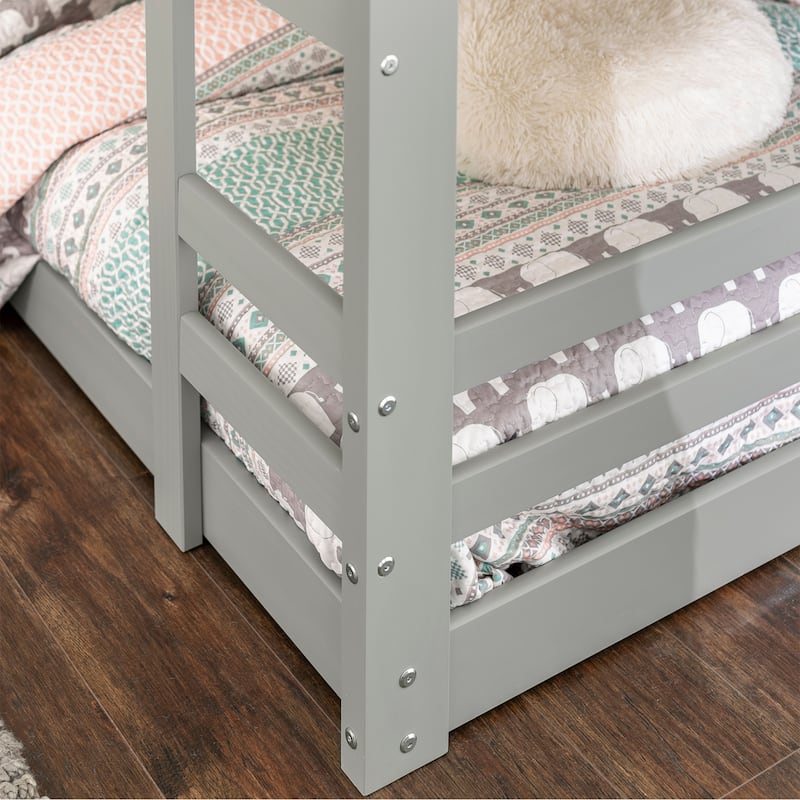 Walker Edison Browning Solid Wood Twin Size Low Bunk Bed