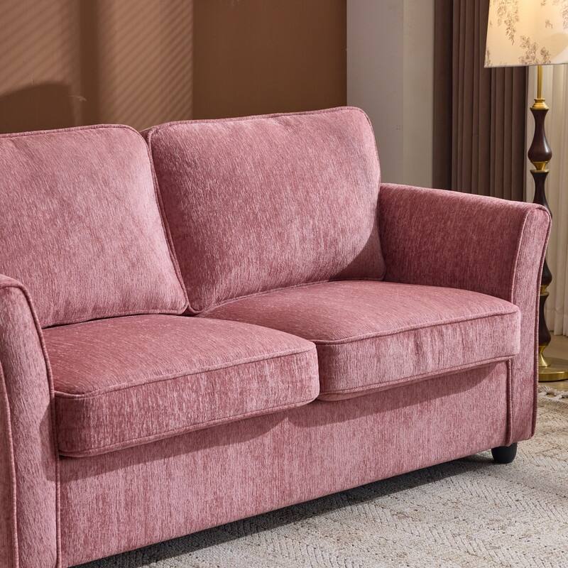 Chenille Loveseat With Floral Arms For Living Room