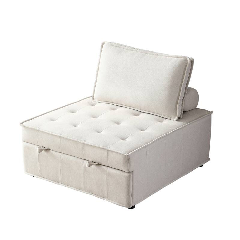 Multipurpose Linen Fabric Ottoman Lazy Sofa Pulling Out Sofa Bed