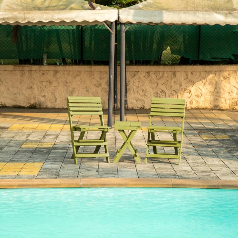 Las Cabos Fully Assembled All-Weather Outdoor Folding Bistro Set - 3-piece - Yellow