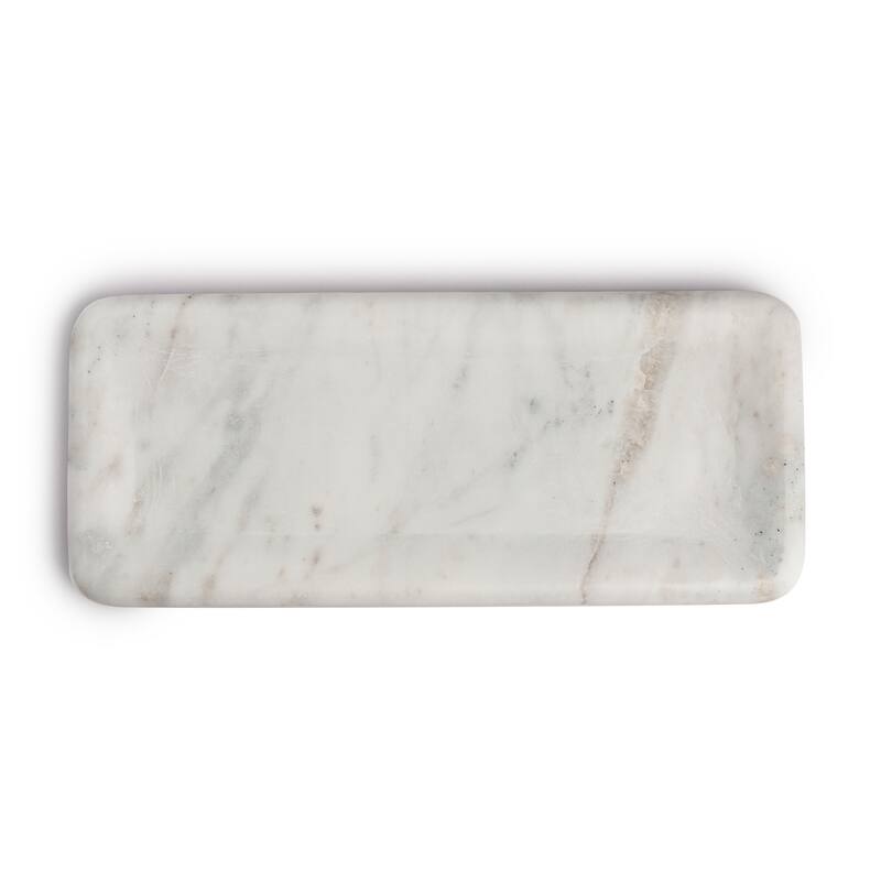White Marble Organic Shaped Rectangular Bowl