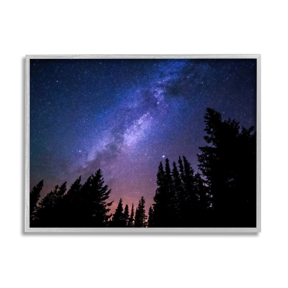 Stupell Deep Blue & Purple Galaxy Sky Stars Woodlands Border Framed Wall Art