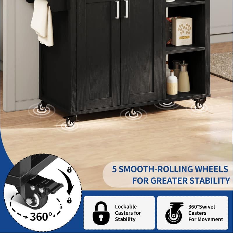 Moasis Rolling Kitchen Island Cart Storage Cabinet on Wheels