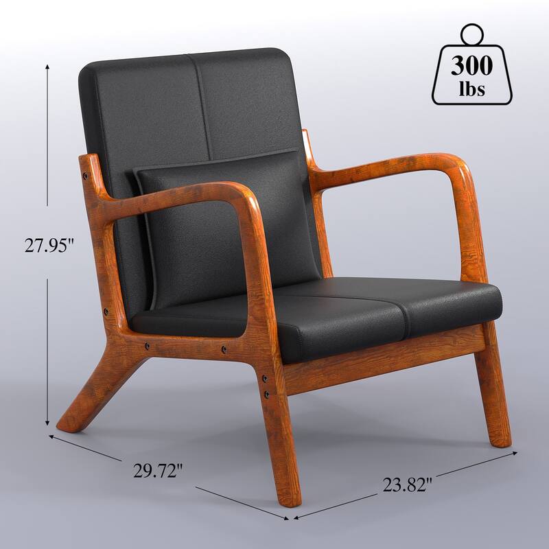 Javlergo Accent Chair Comfy Armchair with Lumbar Pillow and Thick Cushion Lounge Chair with Wood Frame Upholstered Arm Chair