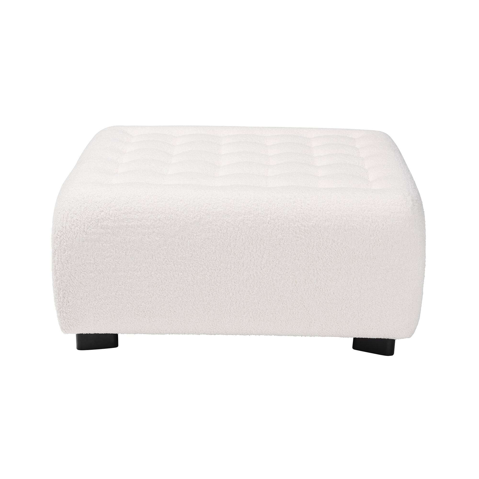 Athena Modern and Contemporary Ivory Boucle Upholstered and Black