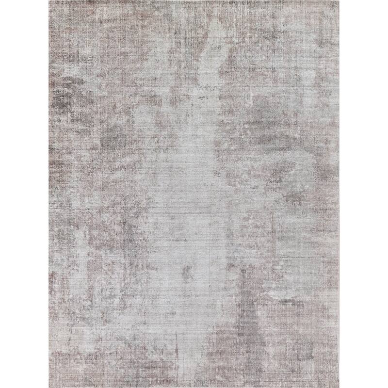 EXQUISITE RUGS Stone Wash Gazni Hand-loomed Wool/Bamboo Silk Silver/Taupe Area Rug.
