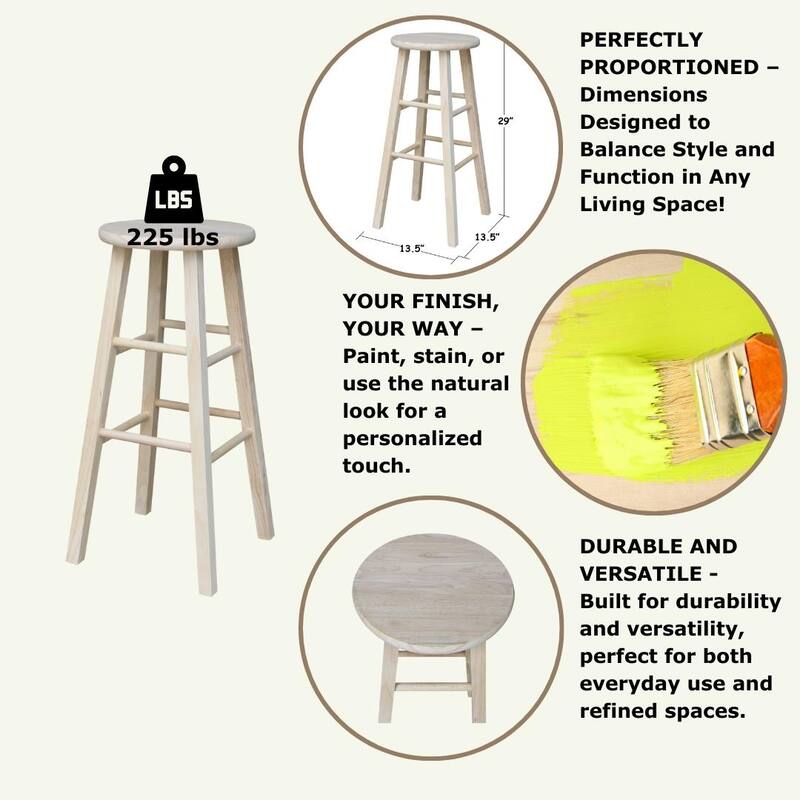 International Concepts Unfinished Round Top Stool