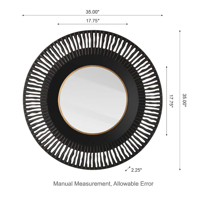 35"D Modern Industrial Metal Round Wall Mirror Decor By Glitzhome