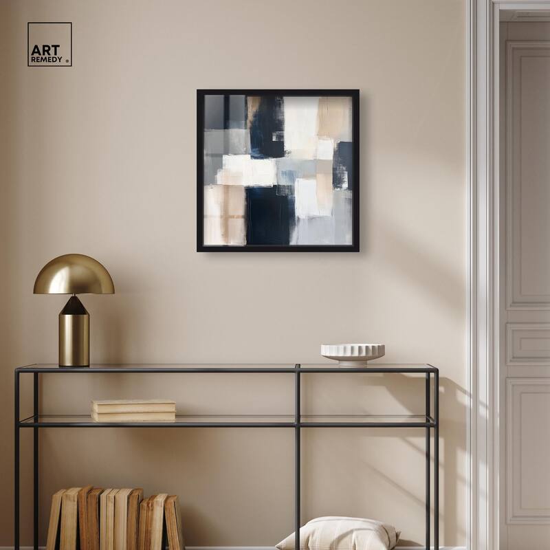 Blue and Tan Abstraction I Shadowbox by Art Remedy